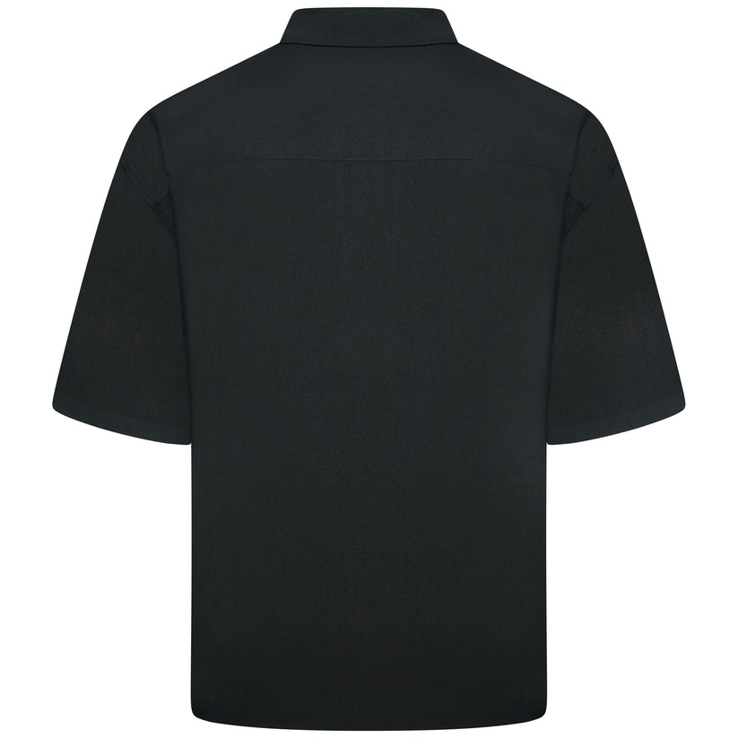Men's Open Collar Summer Shirt | Short Sleeve | Relaxed Fit | S–XL | Black Grey Beige - Collar Detail - QHA UK