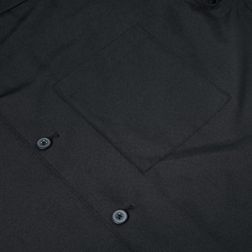 Men's Open Collar Summer Shirt | Short Sleeve | Relaxed Fit | S–XL | Black Grey Beige - Collar Detail - QHA UK