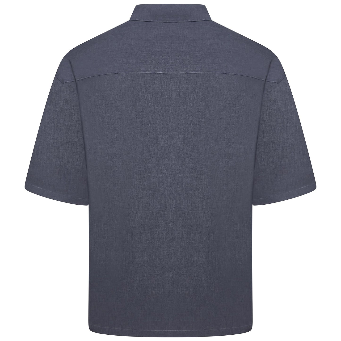 Men's Open Collar Summer Shirt | Short Sleeve | Relaxed Fit | S–XL | Black Grey Beige - Collar Detail - QHA UK