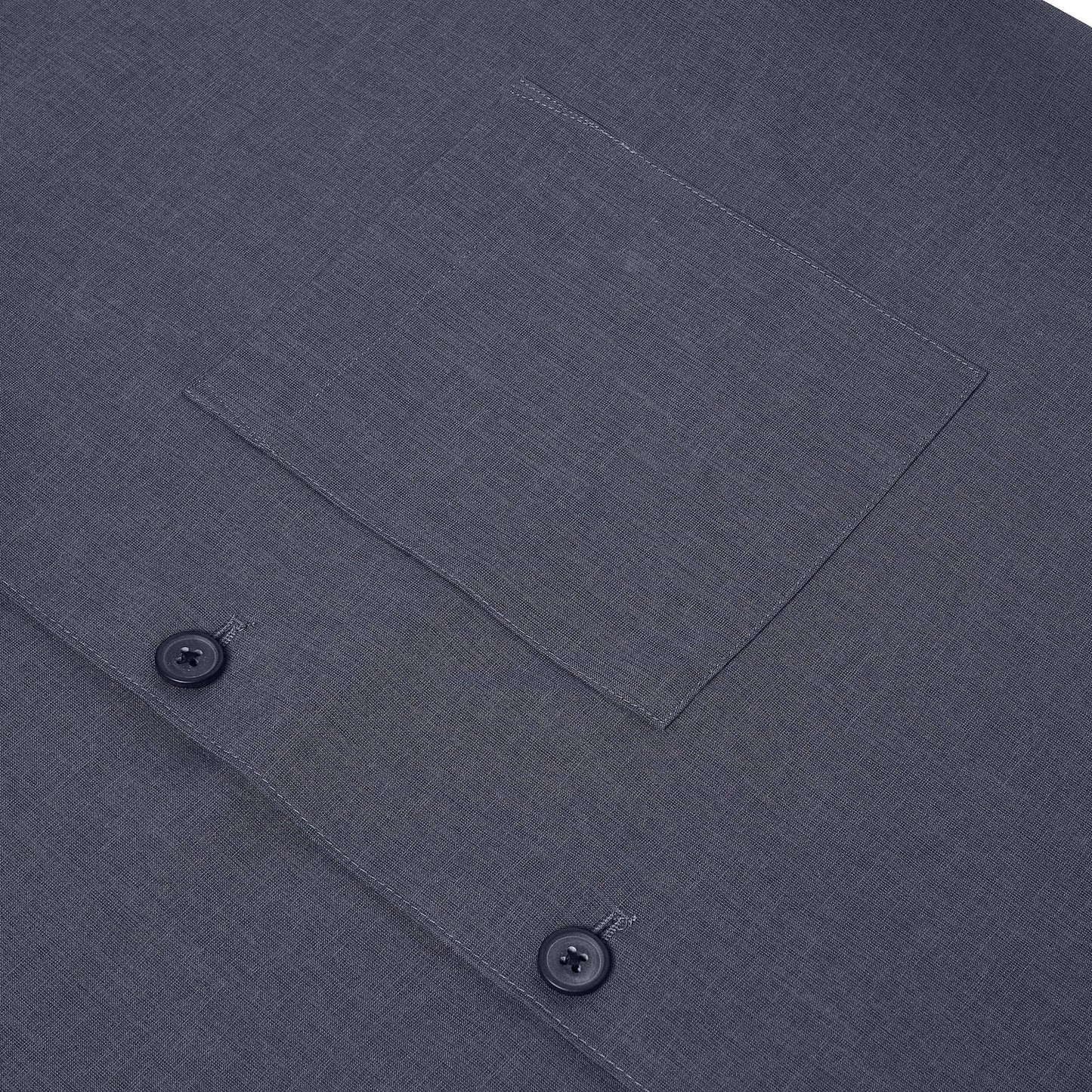 Men's Open Collar Summer Shirt | Short Sleeve | Relaxed Fit | S–XL | Black Grey Beige - Collar Detail - QHA UK