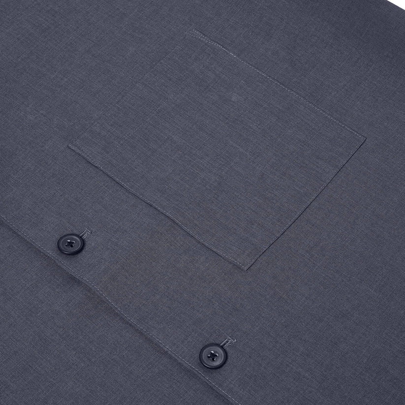 Men's Open Collar Summer Shirt | Short Sleeve | Relaxed Fit | S–XL | Black Grey Beige - Collar Detail - QHA UK