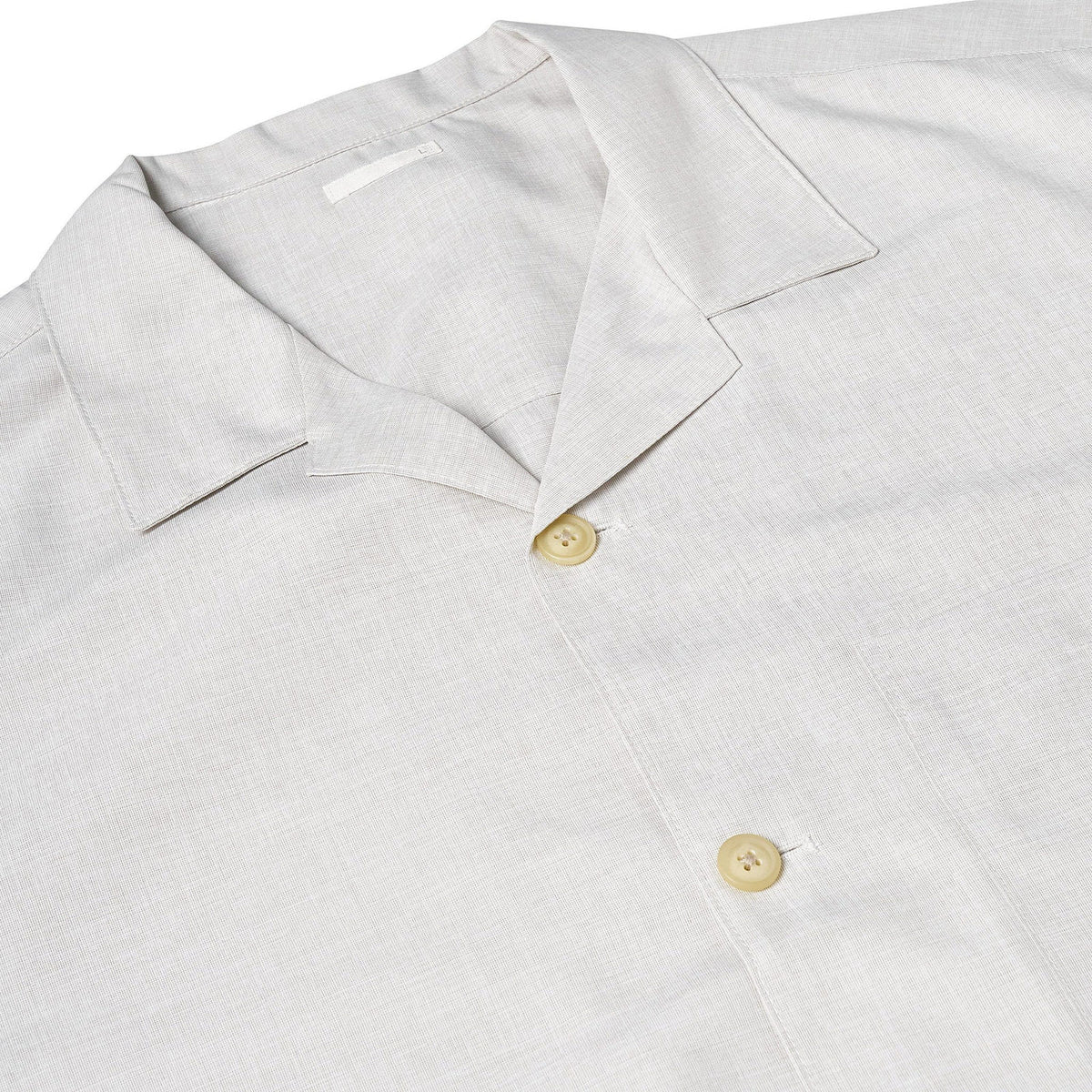 Men's Open Collar Summer Shirt | Short Sleeve | Relaxed Fit | S–XL | Black Grey Beige - Collar Detail - QHA UK