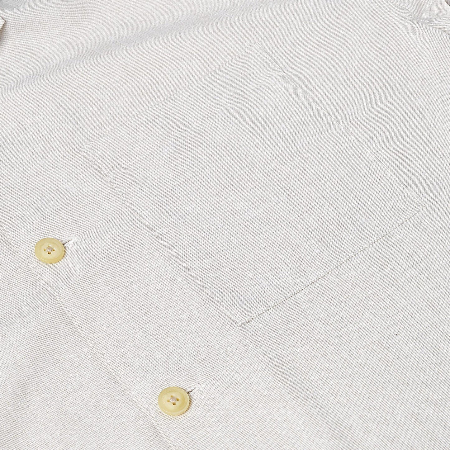 Men's Open Collar Summer Shirt | Short Sleeve | Relaxed Fit | S–XL | Black Grey Beige - Collar Detail - QHA UK