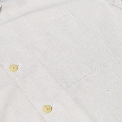 Men's Open Collar Summer Shirt | Short Sleeve | Relaxed Fit | S–XL | Black Grey Beige - Collar Detail - QHA UK