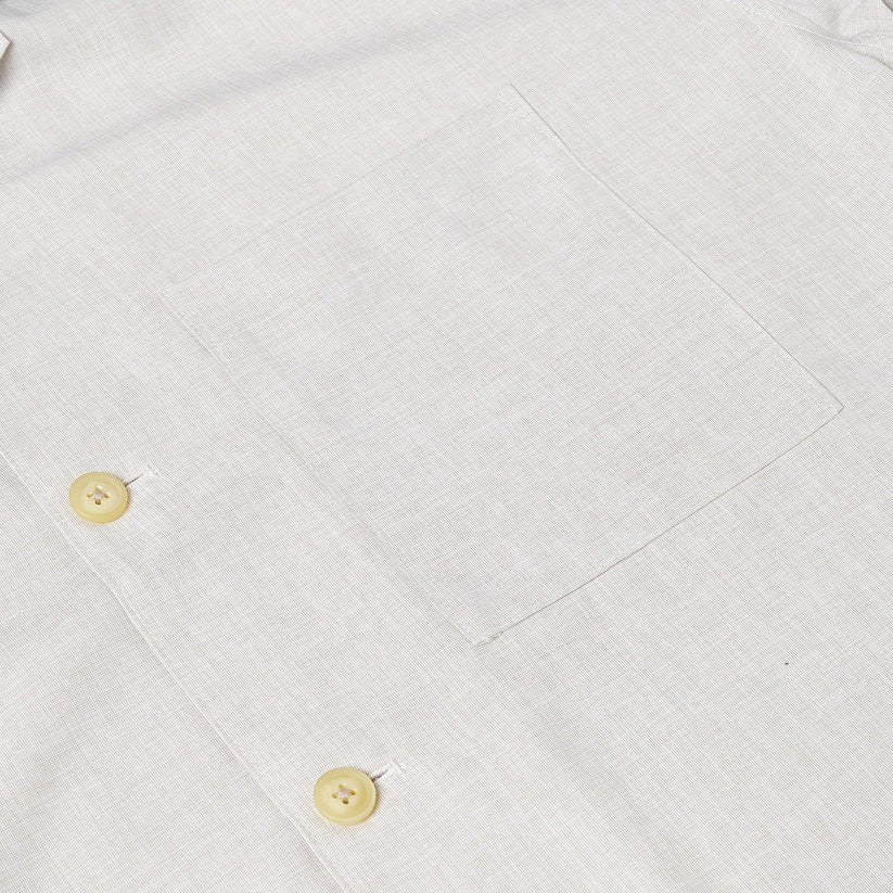 Men's Open Collar Summer Shirt | Short Sleeve | Relaxed Fit | S–XL | Black Grey Beige - Collar Detail - QHA UK