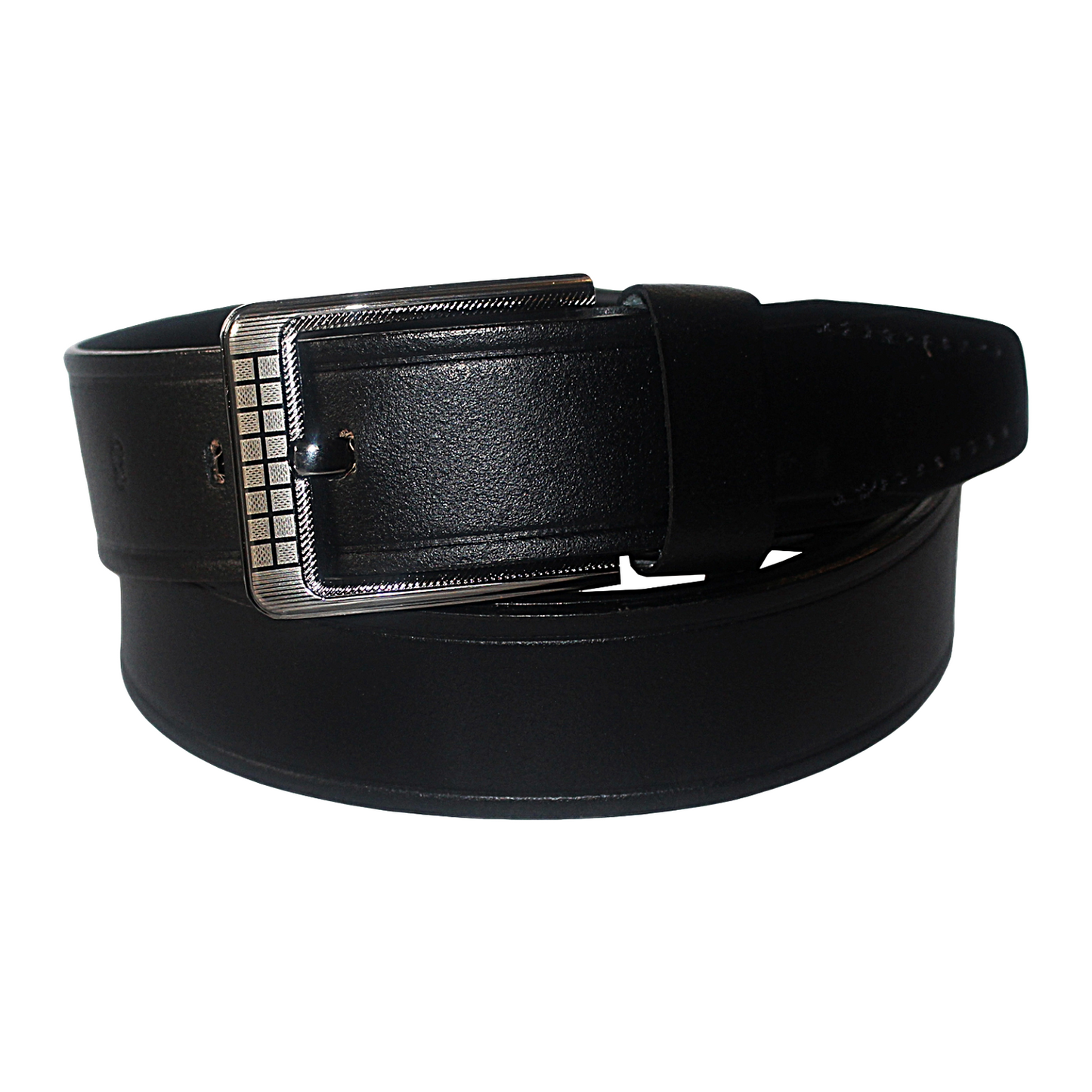 Mens Real Leather Belt 38mm Cowhide Pin Buckle Black Smart Casual - QHA UK