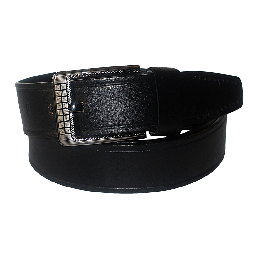 Mens Real Leather Belt 38mm Cowhide Pin Buckle Black Smart Casual - QHA UK