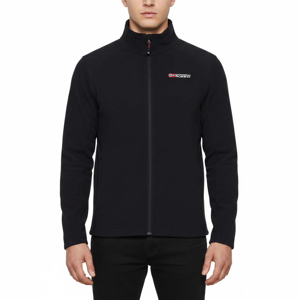 Geographical Norway Mens Fleece Jacket Full Zip Lightweight Warm Coat - Zip Detail - QHA UK