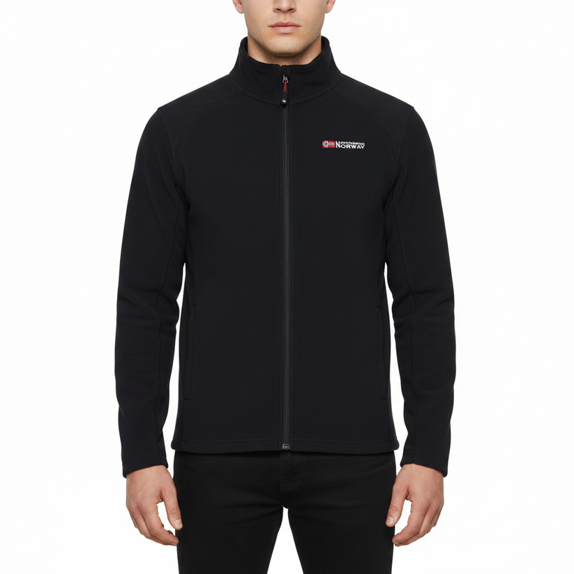 Geographical Norway Mens Fleece Jacket Full Zip Lightweight Warm Coat - Zip Detail - QHA UK