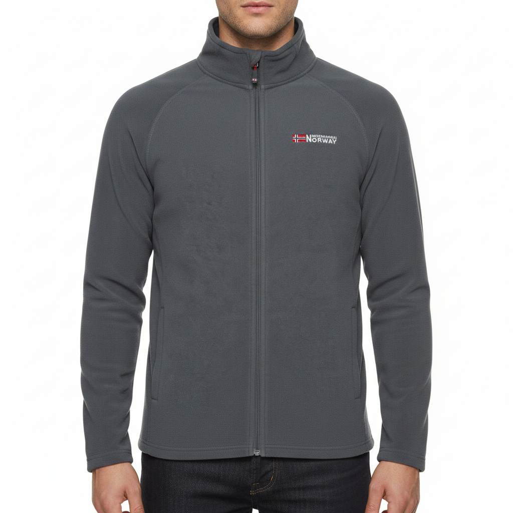 Geographical Norway Mens Fleece Jacket Full Zip Lightweight Warm Coat - Zip Detail - QHA UK