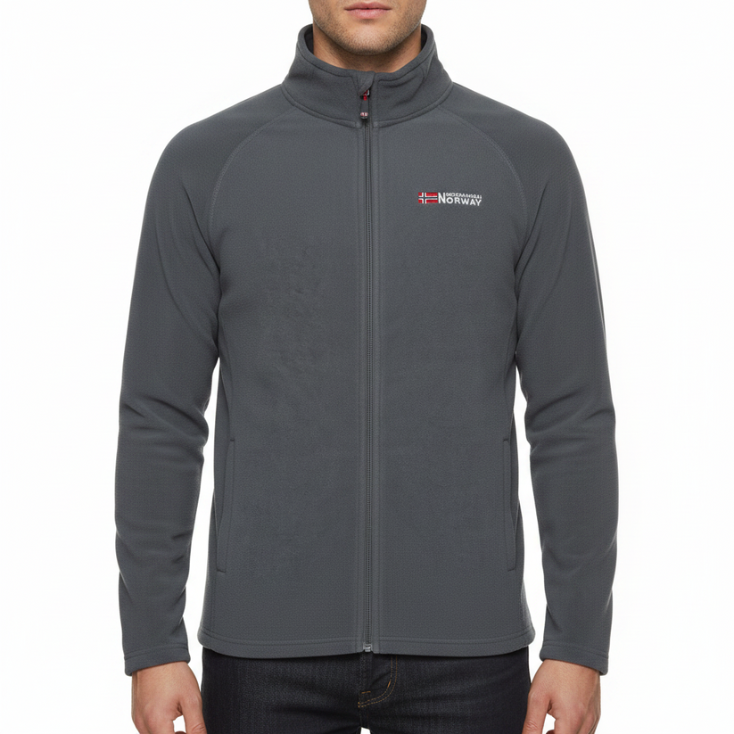 Geographical Norway Mens Fleece Jacket Full Zip Lightweight Warm Coat - Zip Detail - QHA UK