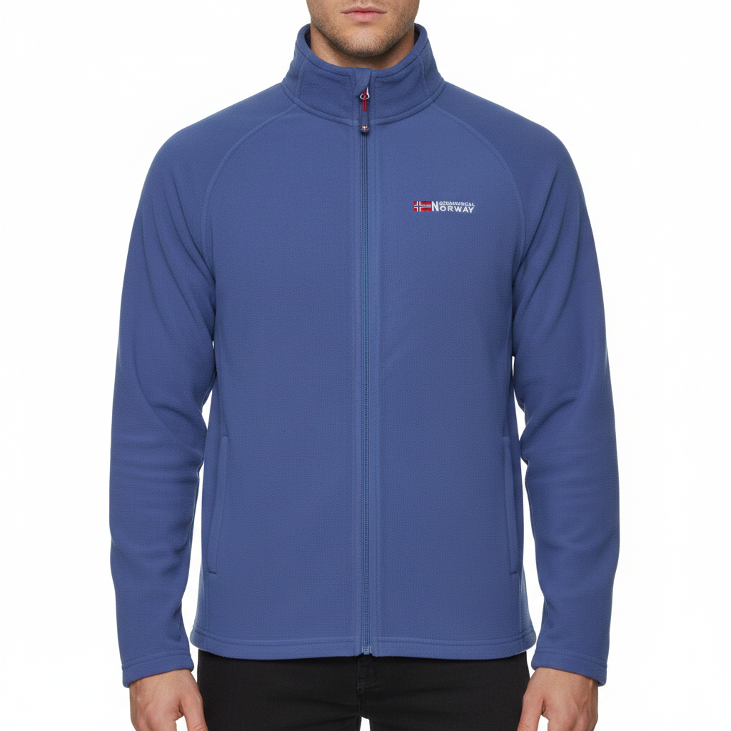 Geographical Norway Mens Fleece Jacket Full Zip Lightweight Warm Coat - Zip Detail - QHA UK