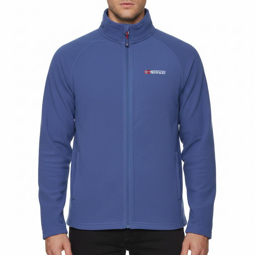 Geographical Norway Mens Fleece Jacket Full Zip Lightweight Warm Coat - Zip Detail - QHA UK