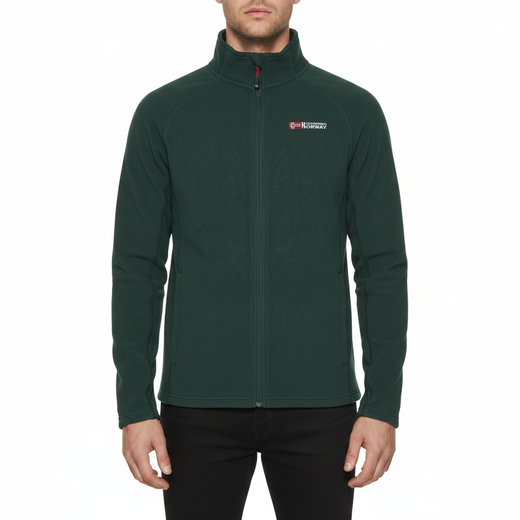 Geographical Norway Mens Fleece Jacket Full Zip Lightweight Warm Coat - Zip Detail - QHA UK