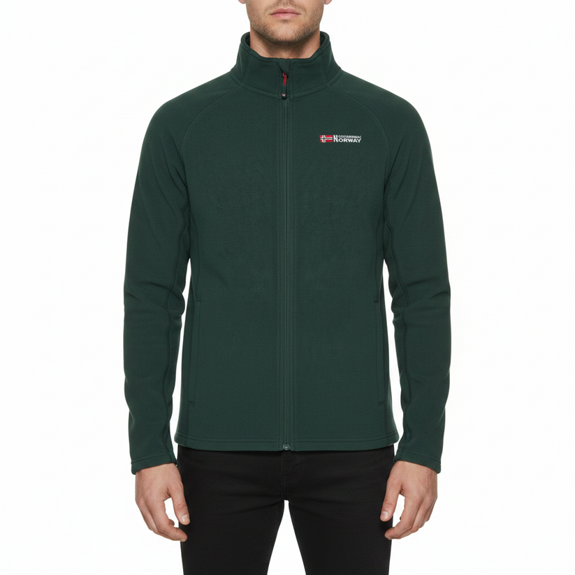Geographical Norway Mens Fleece Jacket Full Zip Lightweight Warm Coat - Zip Detail - QHA UK