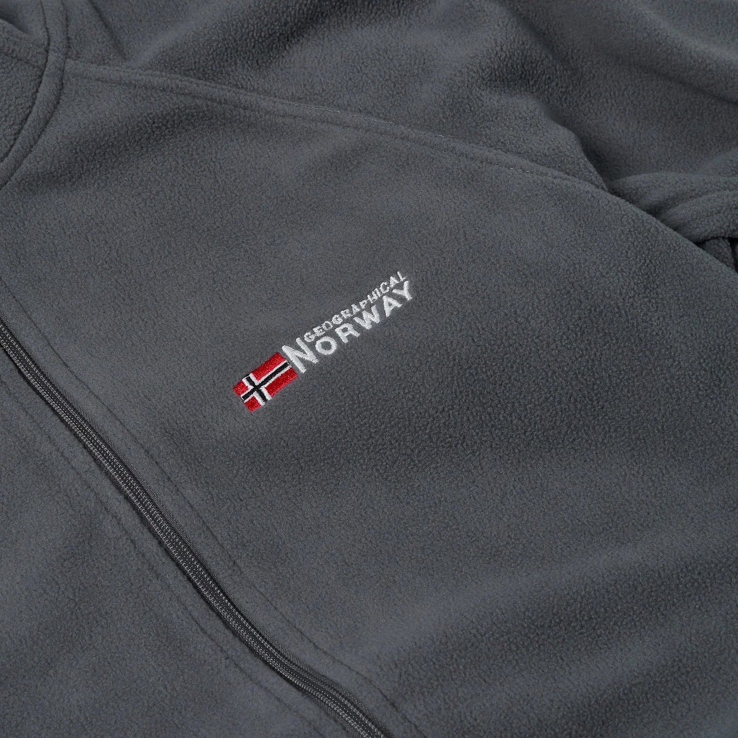 Geographical Norway Mens Fleece Jacket Full Zip Lightweight Warm Coat - Zip Detail - QHA UK
