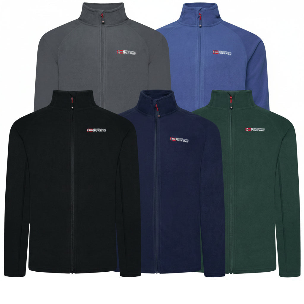 Geographical Norway Mens Fleece Jacket Full Zip Lightweight Warm Coat - Logo Detail - QHA UK