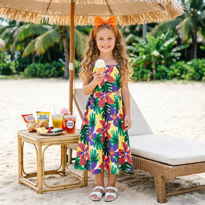 Girls Floral Spaghetti Strap Beach Dress Ages 5 to 12 Years - QHA UK