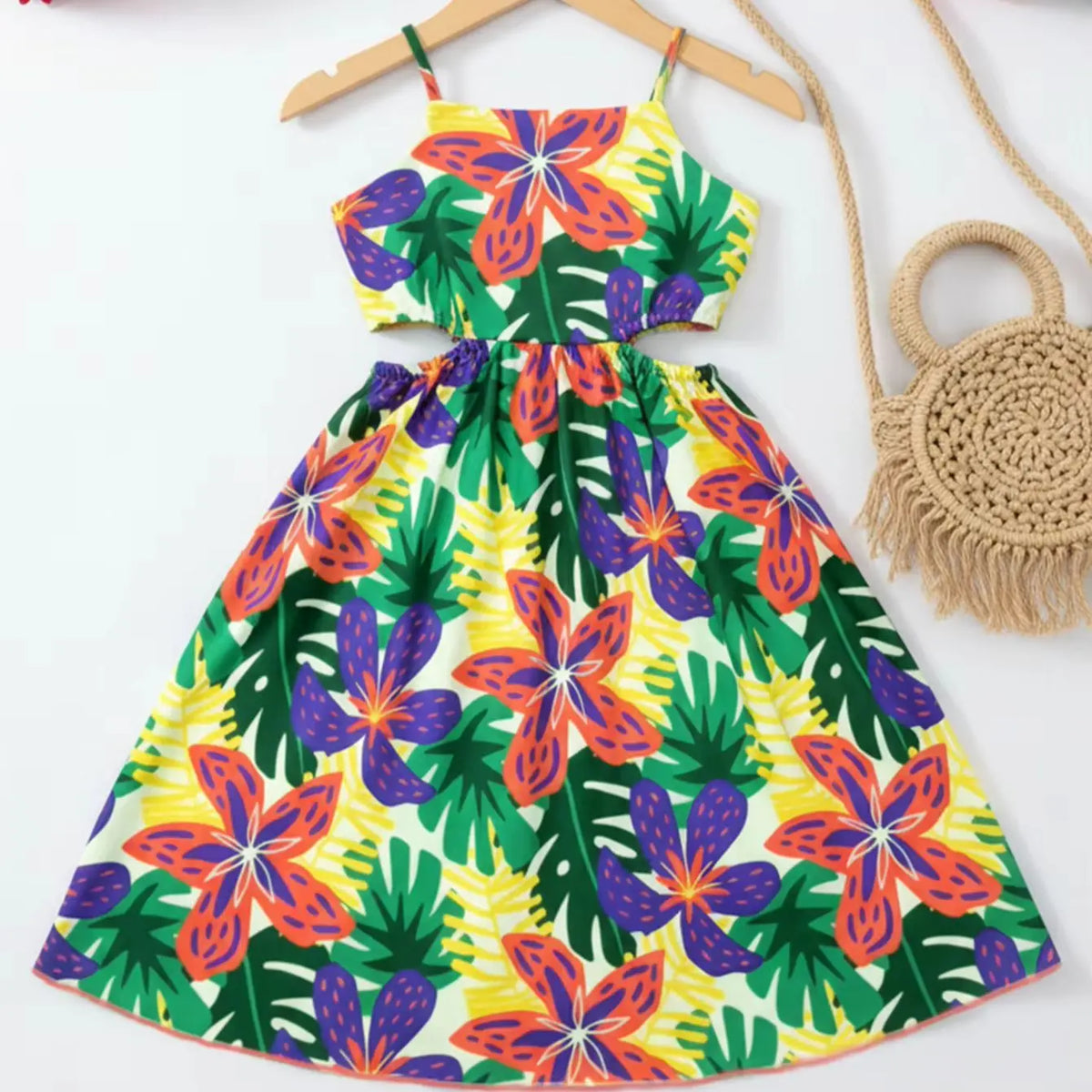 Girls Floral Spaghetti Strap Beach Dress Ages 5 to 12 Years - QHA UK