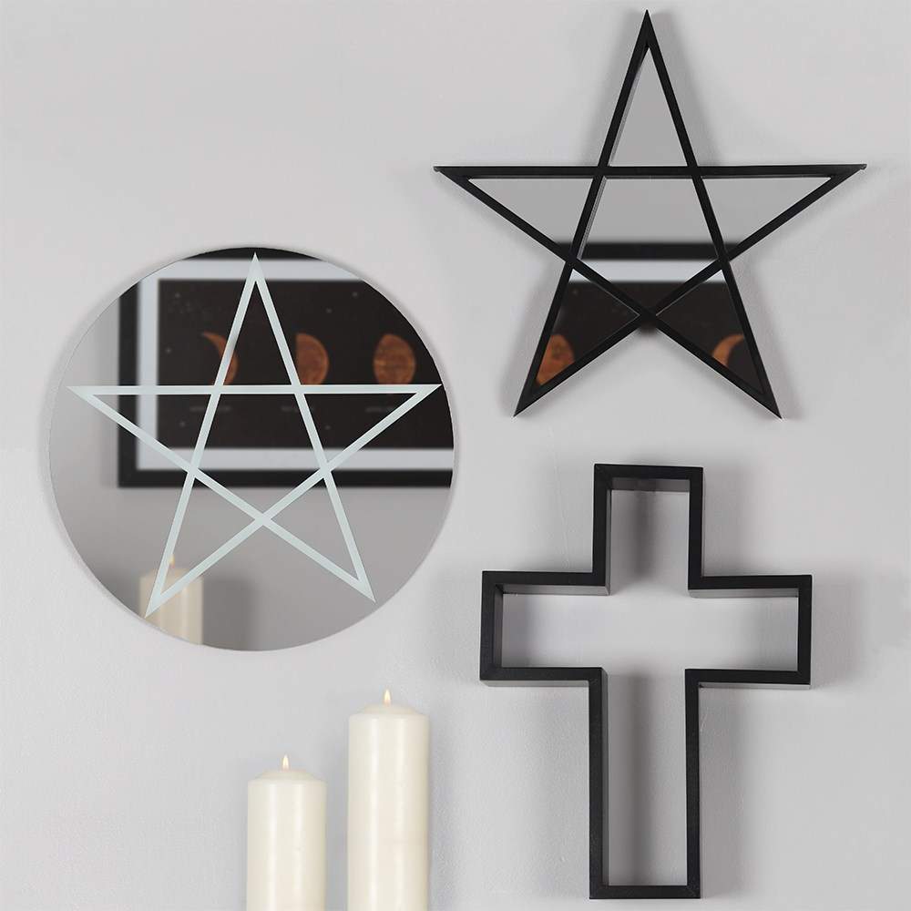 Gothic Gifts Mirror Black Framed Pentagram - QHA UK