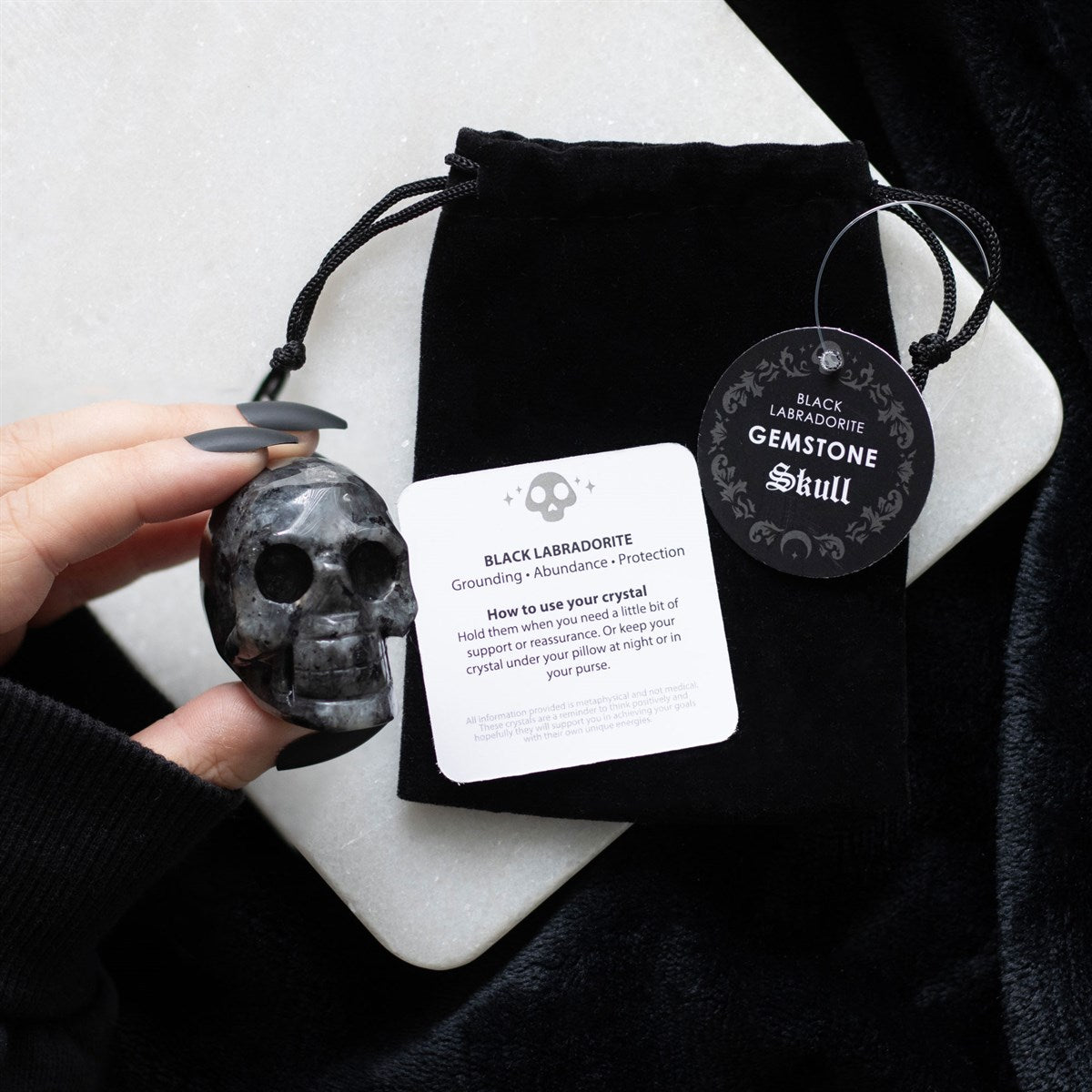 Gothic Gifts Crystal Skull Black Labradorite - QHA UK