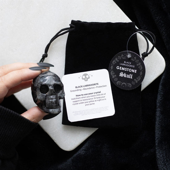 Gothic Gifts Crystal Skull Black Labradorite - QHA UK