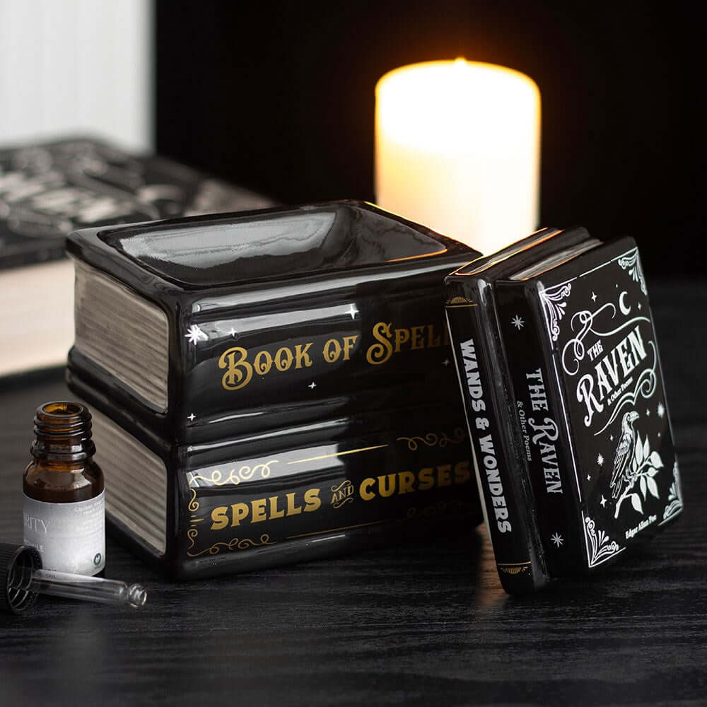 Gothic Gifts Oil Burner Book of Spells and Wax Warmer - QHA UK