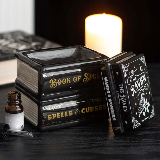 Gothic Gifts Oil Burner Book of Spells and Wax Warmer - QHA UK