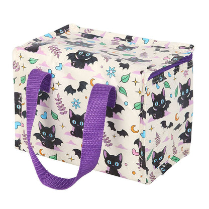 Gothic Gifts Lunch Bag Cute and Creepy Cat Print - Pattern Detail - QHA UK