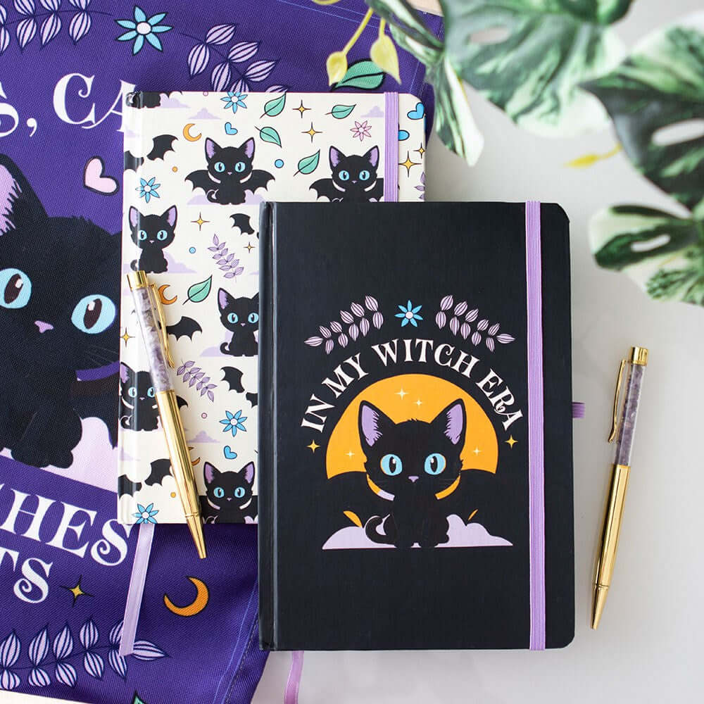 Gothic Gifts Journal Cute and Creepy Print A5 Notebook with Amethyst - Pattern Detail - QHA UK