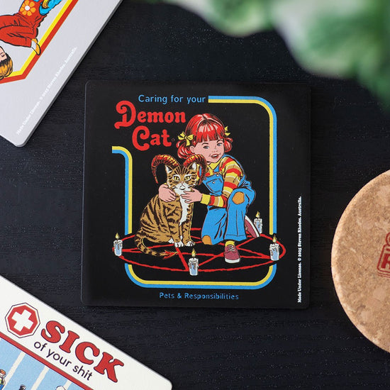 Steven Rhodes Gothic Coaster Set Gifts Demon Cat - QHA UK