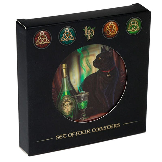 Gothic Gifts Coaster Set Lisa Parker Magic Cats of 4 Cork Pack of 4 - QHA UK