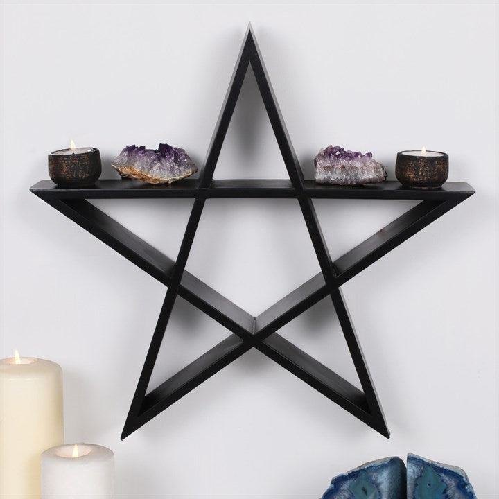 Gothic Gifts Wall Shelf Pentagram Art - QHA UK