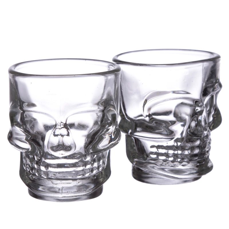Gothic Gifts Shot Glasses Skulls and Roses Skull Pack of 2 - QHA UK