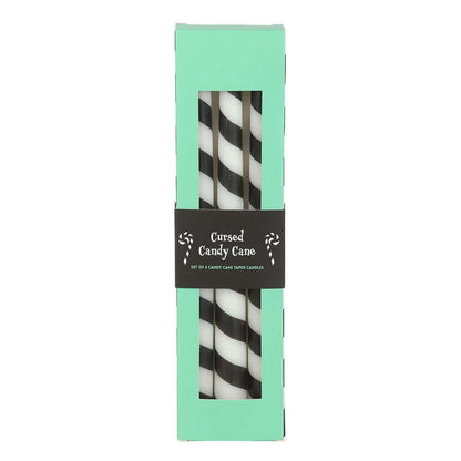 Gothic Gifts Taper Candles Black Candy Cane Pack of 3 - QHA UK