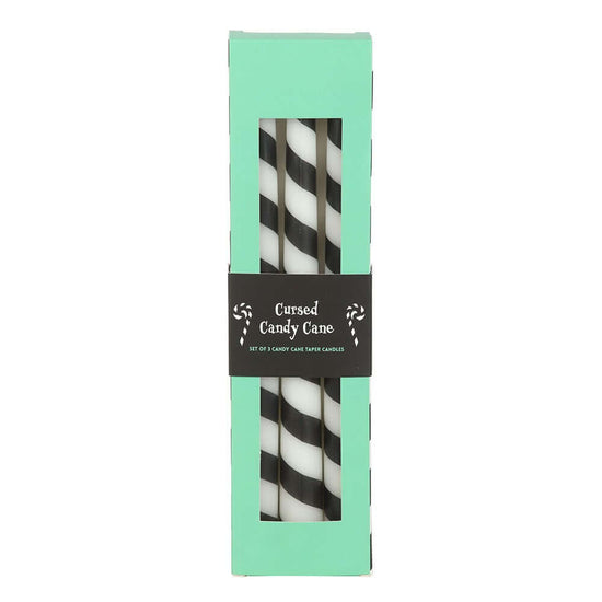Gothic Gifts Taper Candles Black Candy Cane Pack of 3 - QHA UK