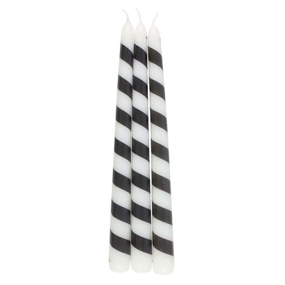 Gothic Gifts Taper Candles Black Candy Cane Pack of 3 - QHA UK