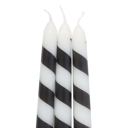Gothic Gifts Taper Candles Black Candy Cane Pack of 3 - QHA UK