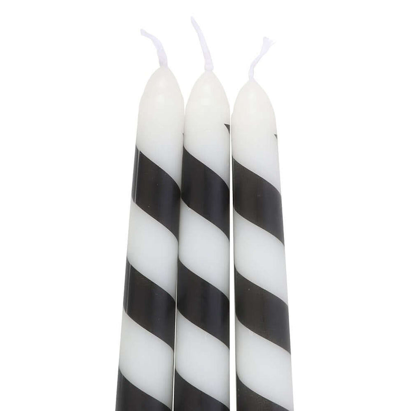 Gothic Gifts Taper Candles Black Candy Cane Pack of 3 - QHA UK