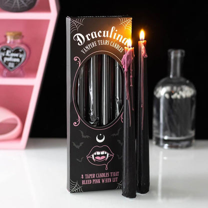 Gothic Gifts Taper Candles Pink Vampire Tears Pack of 4 - QHA UK
