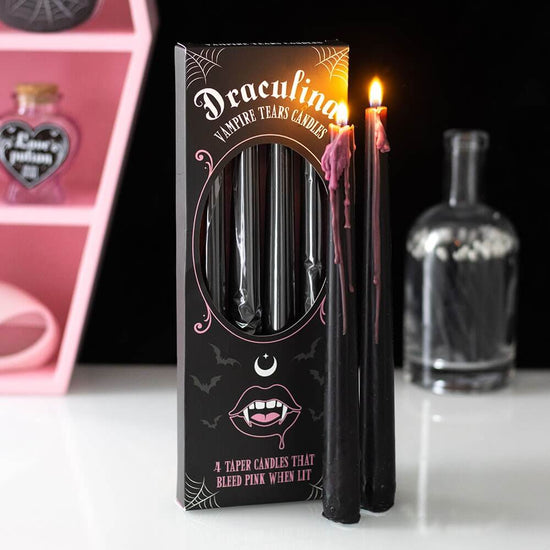 Gothic Gifts Taper Candles Pink Vampire Tears Pack of 4 - QHA UK