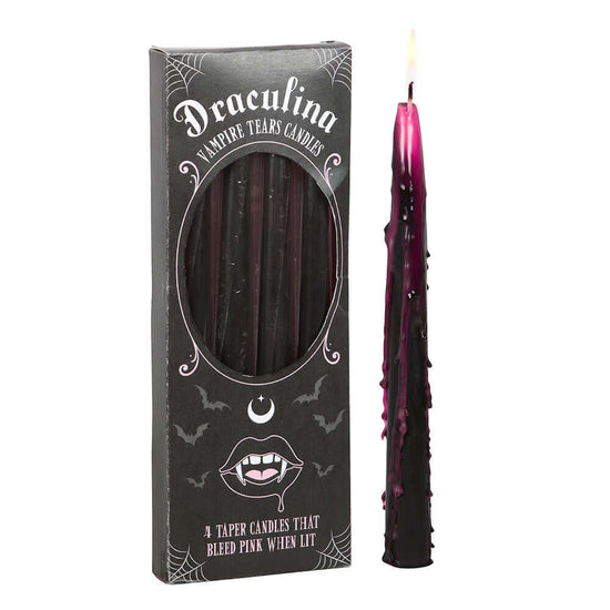 Gothic Gifts Taper Candles Pink Vampire Tears Pack of 4 - QHA UK