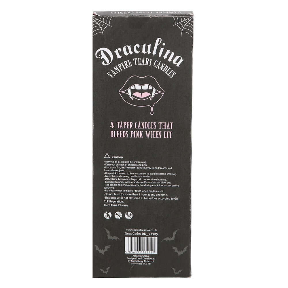 Gothic Gifts Taper Candles Pink Vampire Tears Pack of 4 - QHA UK