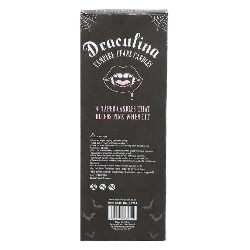 Gothic Gifts Taper Candles Pink Vampire Tears Pack of 4 - QHA UK