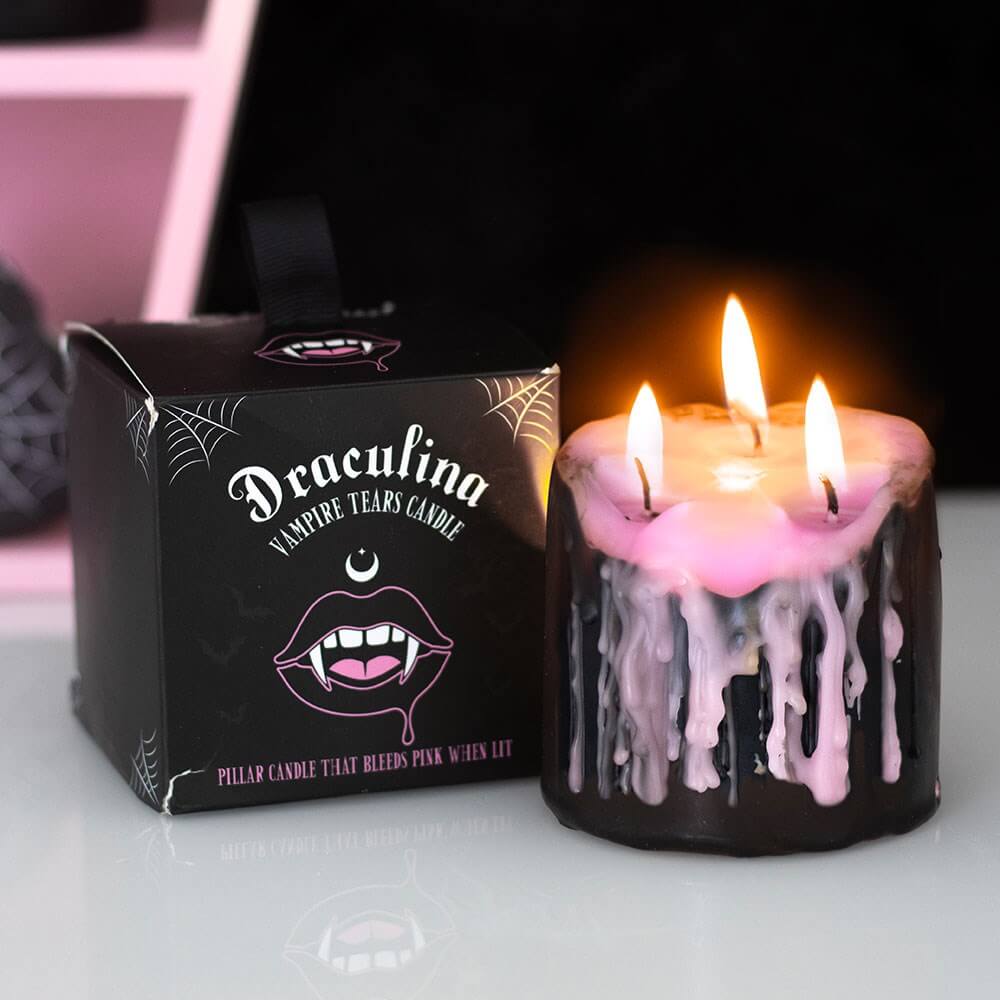 Gothic Gifts Pillar Candle Small Pink Vampire Tears - QHA UK