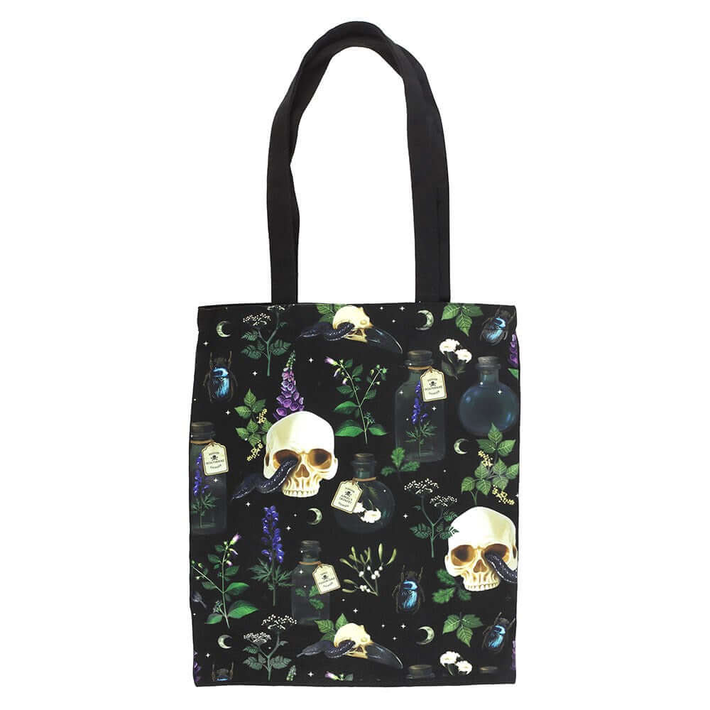 Gothic Gifts Tote Bag Venom and Vines Print Polycotton - Pattern Detail - QHA UK