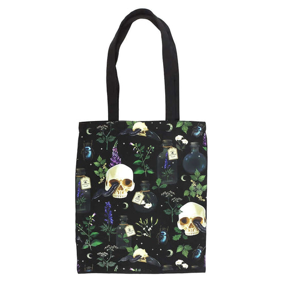 Gothic Gifts Tote Bag Venom and Vines Print Polycotton - Pattern Detail - QHA UK