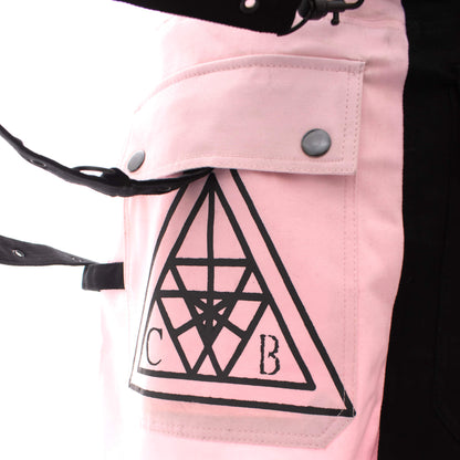 Chemical Black Gothic Mini Skirt Black Pink Strap Detail UK 10-18 - QHA UK
