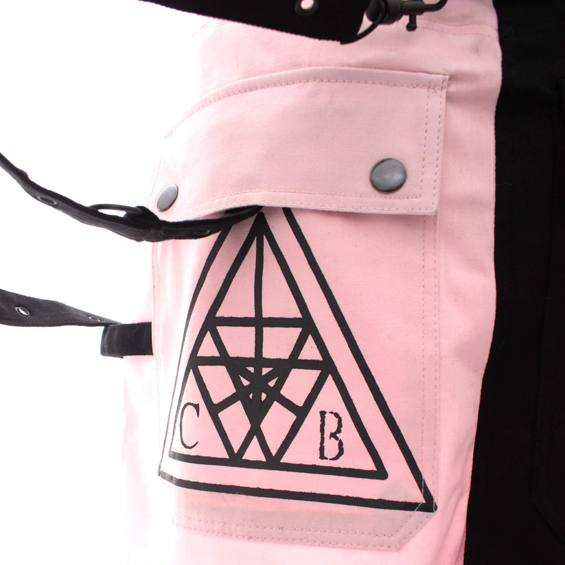 Chemical Black Gothic Mini Skirt Black Pink Strap Detail UK 10-18 - QHA UK