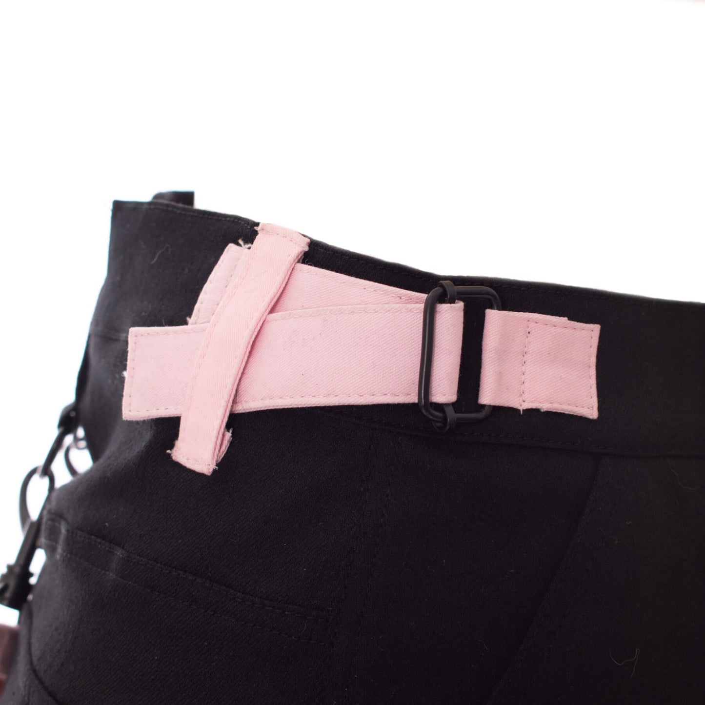 Chemical Black Gothic Mini Skirt Black Pink Strap Detail UK 10-18 - QHA UK